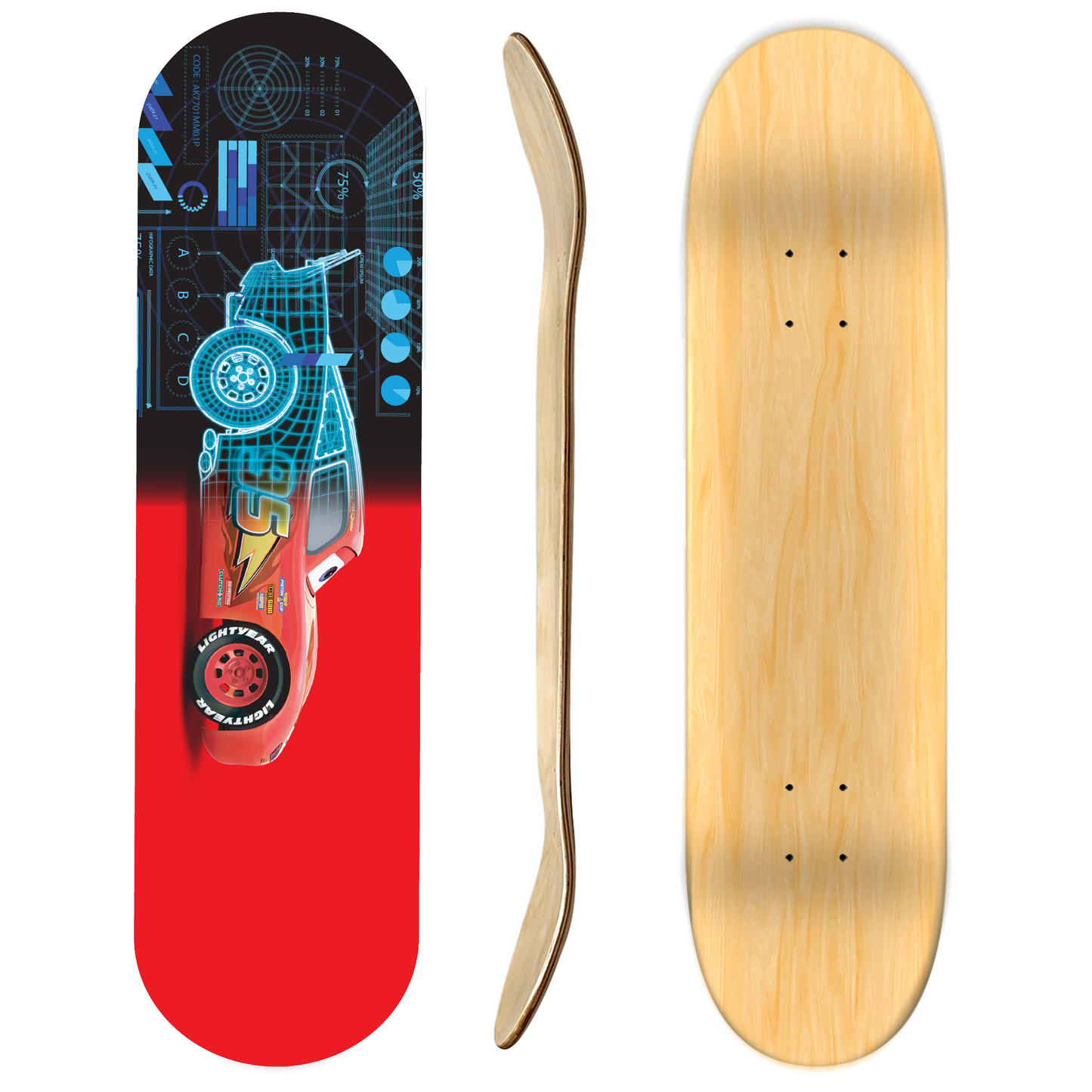 Lightning Mcqueen Skateboard Deck