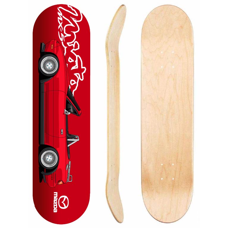 Mazda Miata Red MX 5 Skateboard Deck