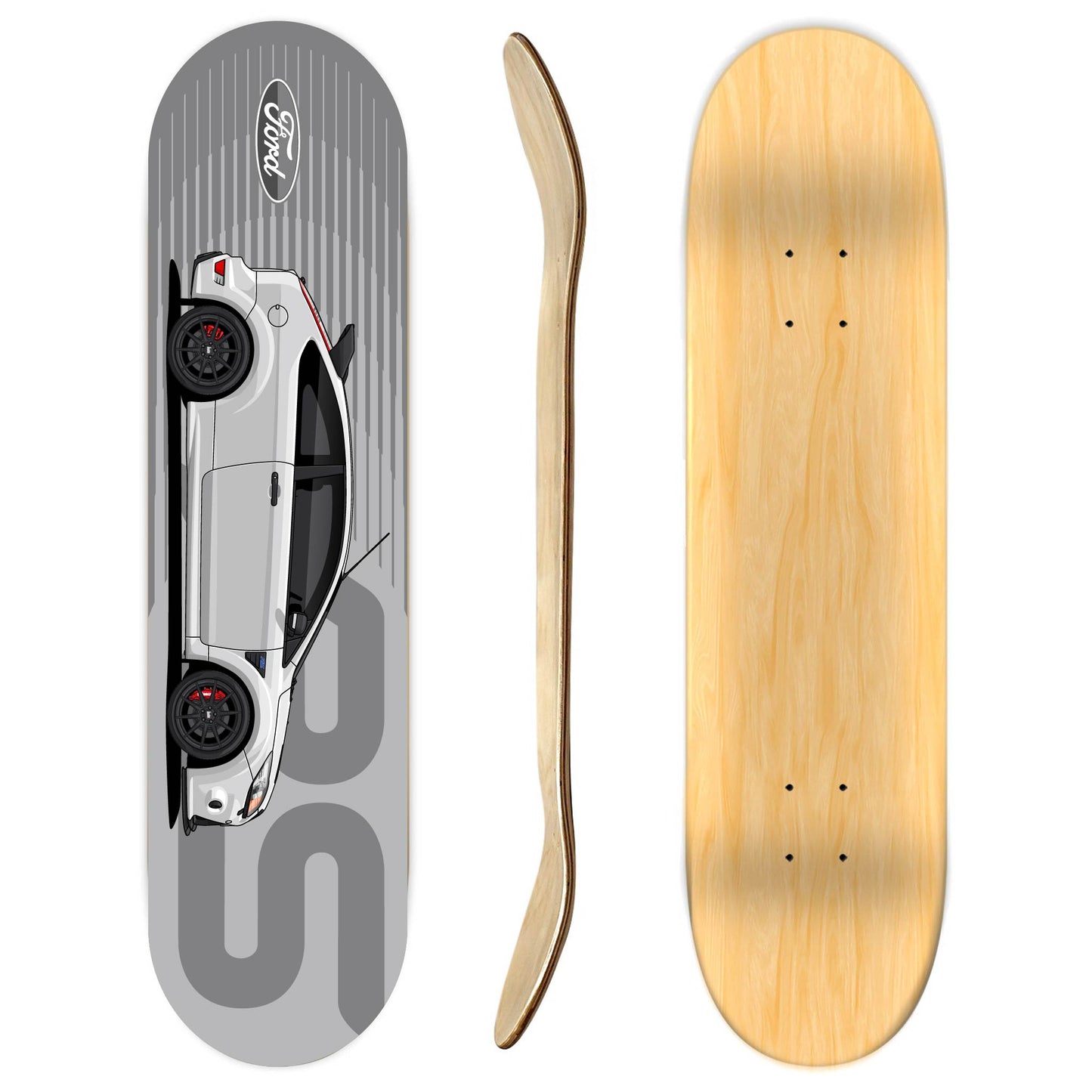 Ford Focus RS White Skateboard Deck
