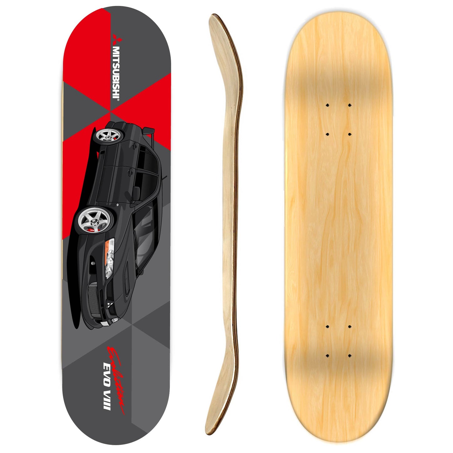 Mitsubishi Evolution VIII Black Skateboard deck