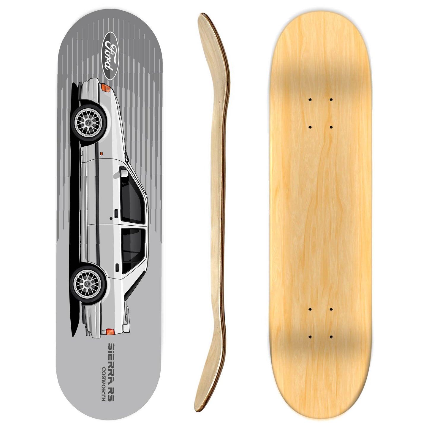Ford Sierra Sapphire Cosworth white Skateboard Deck