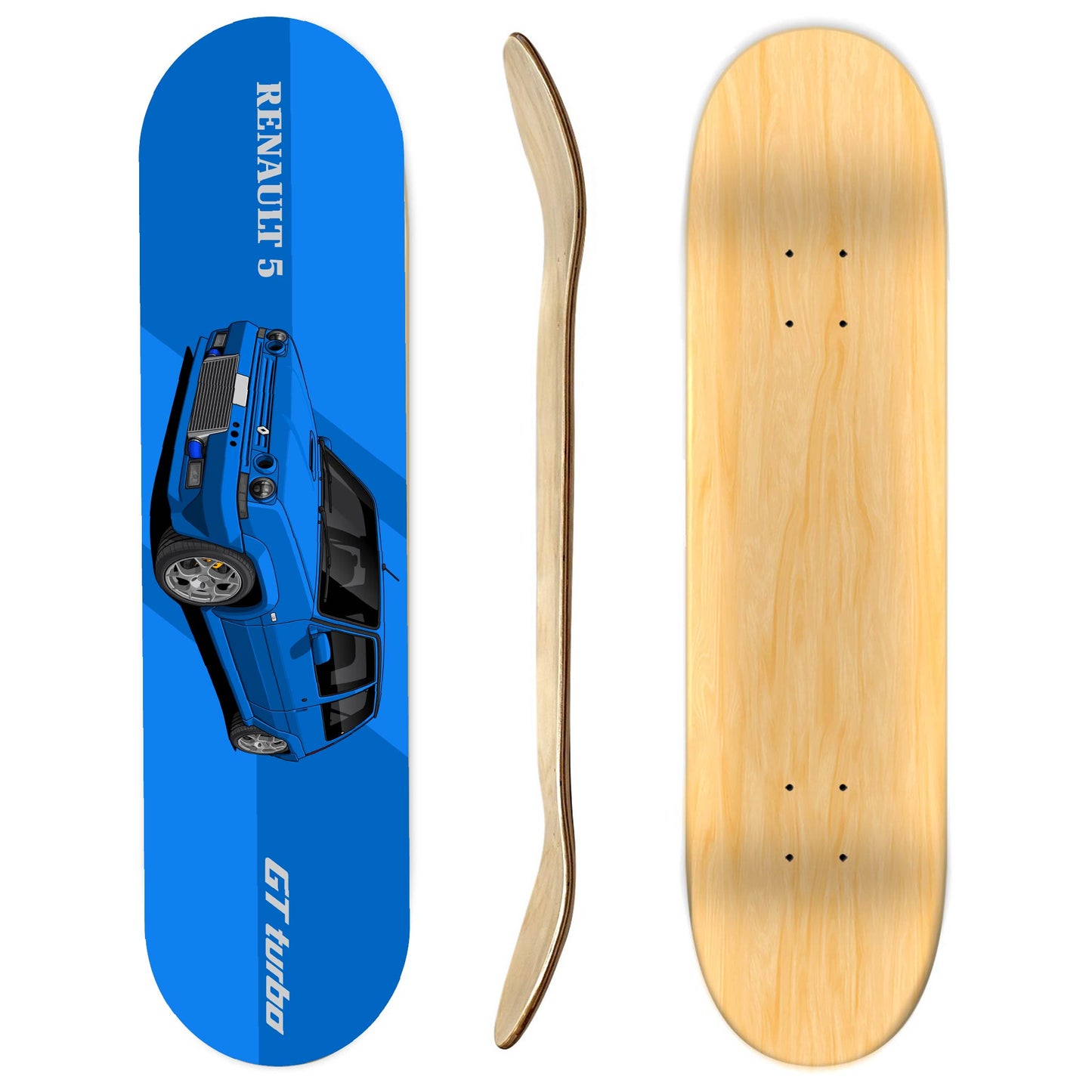 Renault 5 GT Turbo Blue Skateboard Deck