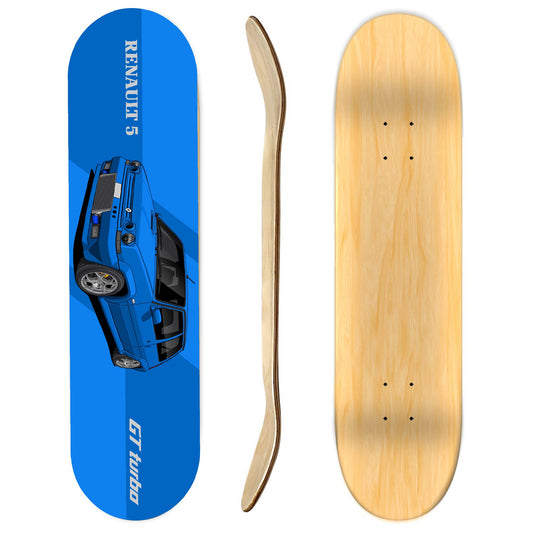 Renault 5 GT Turbo Blue Skateboard Deck